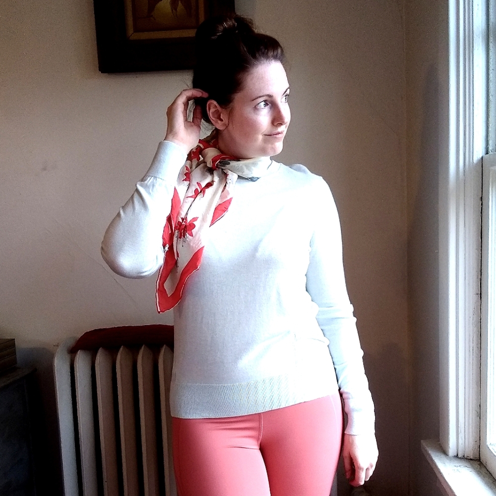 Banana Republic | Crew-Neck Cotton/Silk Blend Light Teal Sweater